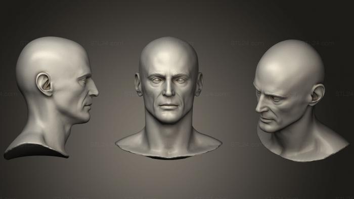 Анатомия скелеты и черепа (Скульптура мужской головы 03, ANTM_0851) 3D модель для ЧПУ станка